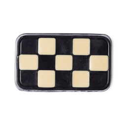 Checked Out, a rectangular soap with a white and black checkered pattern.